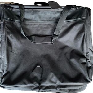 Luggage Military Black Nylon & Leather Garment Bag Travel Compact Hanging EUC